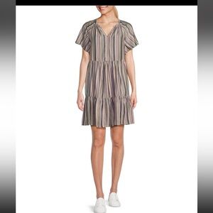 NWT Vneck Aline multicolor stripe dress from Dillards. Size L